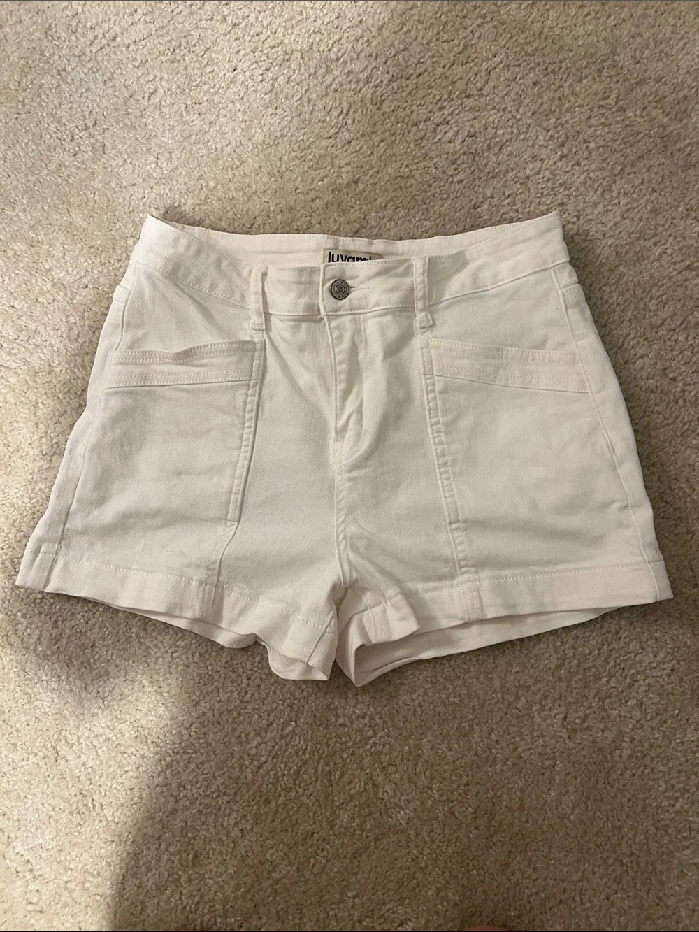 High-Waist White Jean Shorts Sz Large